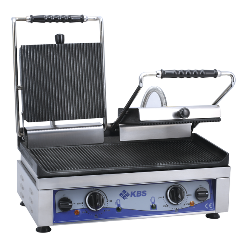 Kontaktgrill Grillfläche 52x24cm oben & unten gerillt 2 Heizzonen | KBS 10927023 - KBS Gastrotechnik