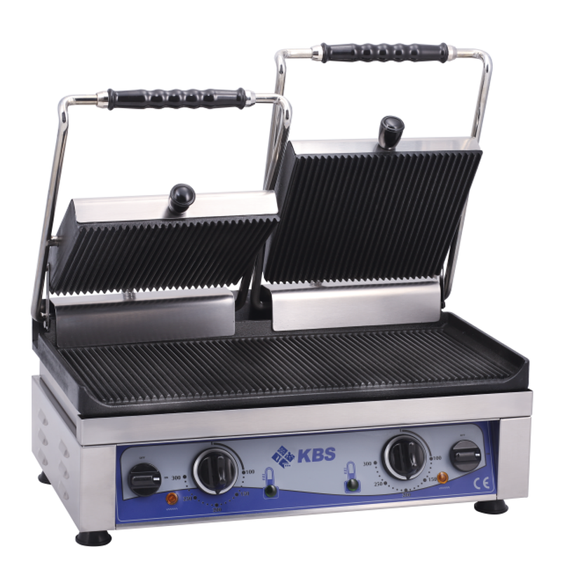 Kontaktgrill Grillfläche 52x24cm oben & unten gerillt 2 Heizzonen | KBS 10927023 - KBS Gastrotechnik