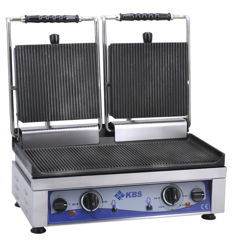 Kontaktgrill Grillfläche 52x24cm oben & unten gerillt 2 Heizzonen | KBS 10927023 - KBS Gastrotechnik