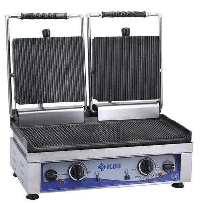Kontaktgrill Grillfläche 52x24cm oben & unten gerillt 2 Heizzonen | KBS 10927023 - KBS Gastrotechnik