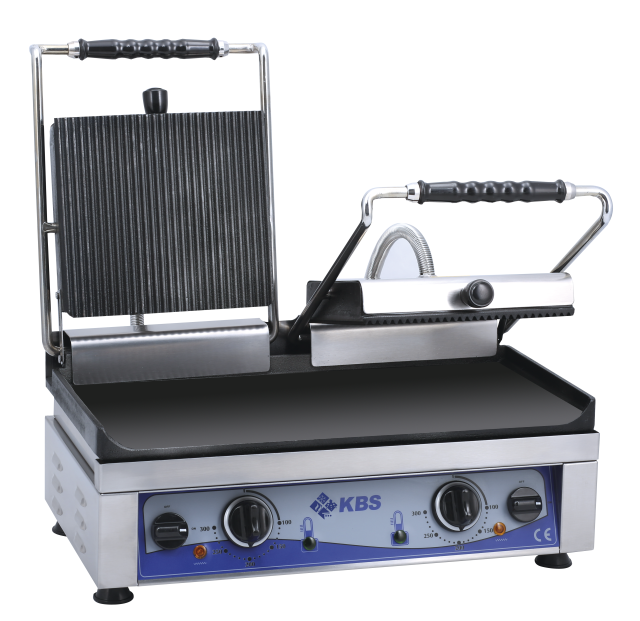 Kontaktgrill Grillfläche 52x24 cm oben gerillt & unten glatt 2 Heizzonen | KBS 10927026 - KBS Gastrotechnik