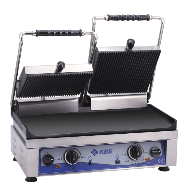 Kontaktgrill Grillfläche 52x24 cm oben gerillt & unten glatt 2 Heizzonen | KBS 10927026 - KBS Gastrotechnik
