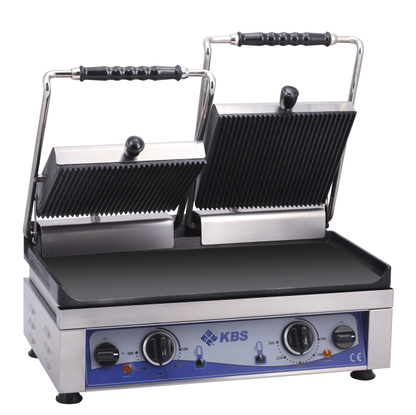 Kontaktgrill Grillfläche 52x24 cm oben gerillt & unten glatt 2 Heizzonen | KBS 10927026 - KBS Gastrotechnik