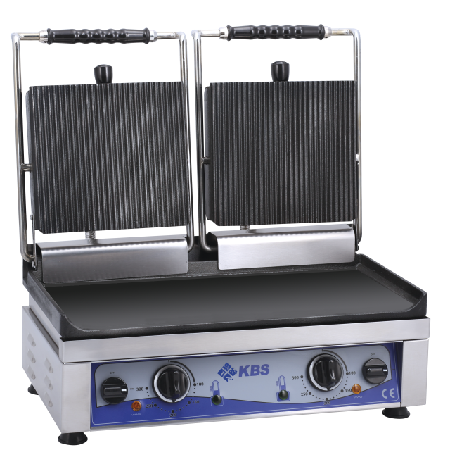 Kontaktgrill Grillfläche 52x24 cm oben gerillt & unten glatt 2 Heizzonen | KBS 10927026 - KBS Gastrotechnik