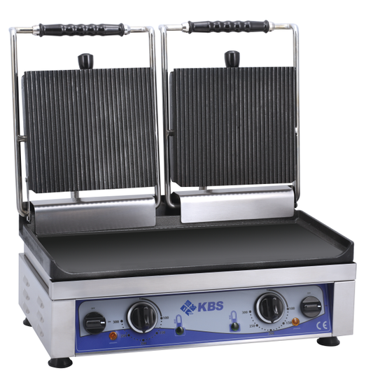 Kontaktgrill Grillfläche 52x24 cm oben gerillt & unten glatt 2 Heizzonen | KBS 10927026 - KBS Gastrotechnik