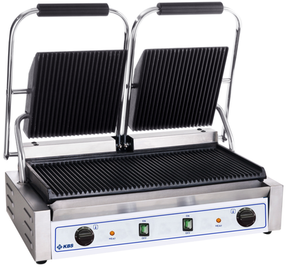 Contact grill grill surface 47x23 cm ribbed top & bottom 2 temperature zones | KBS 10927029 - KBS Gastrotechnik