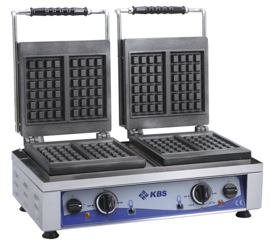 Waffeleisen mit 2 festen Backplatten für 4x Waffeln 10x17x1,5cm | KBS 10962023 - KBS Gastrotechnik