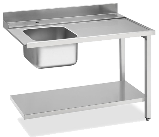 Zulauftisch Becken links, Breite 120cm, Grundboden und Aufkantung | KBS 20390110 - KBS Gastrotechnik