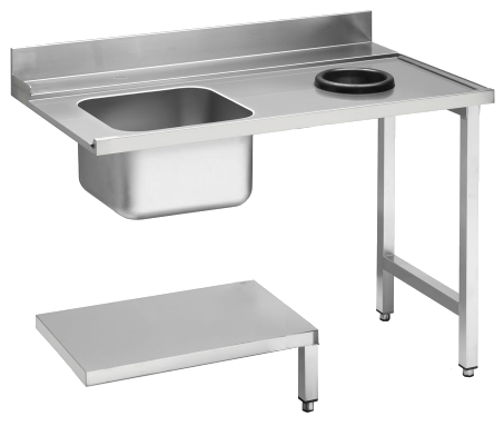 Zulauftisch Becken links, Breite 70cm, Grundboden und Aufkantung | KBS 20390108 - KBS Gastrotechnik