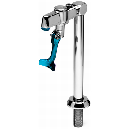 Wasserspender Glasfüller aus Edelstahl mit blauem Hebel und verchromtem Rohr