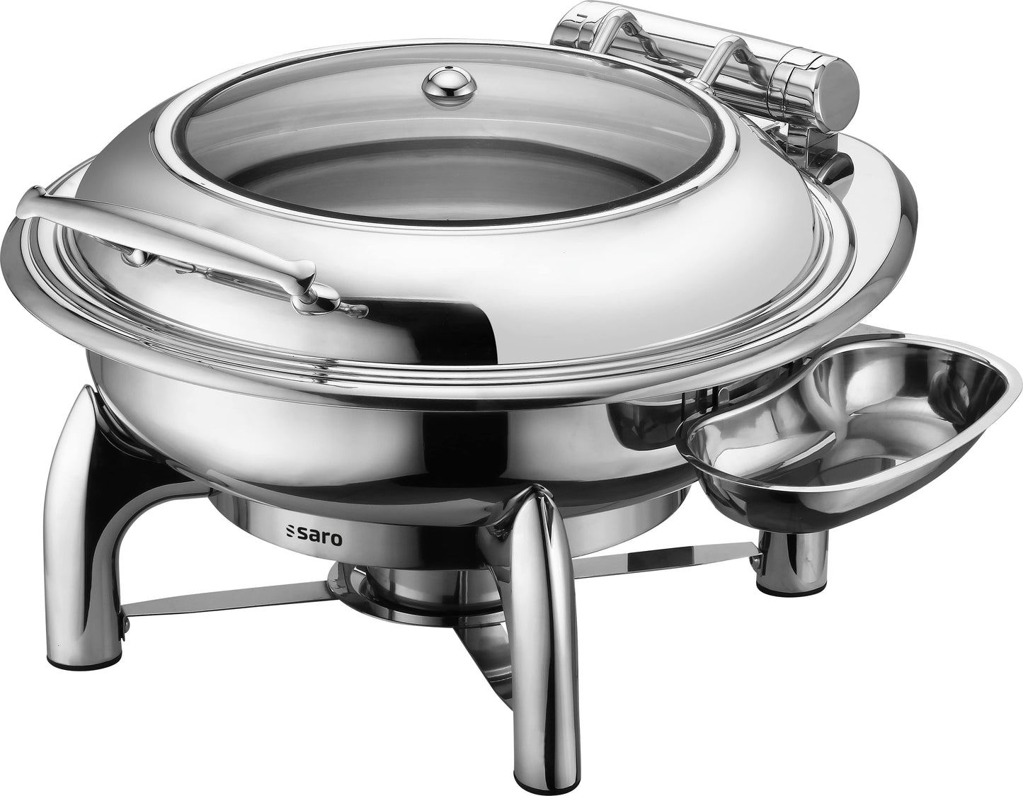 Chafing Dish, rund, Behälter induktionsgeeignet, - Seitenansicht