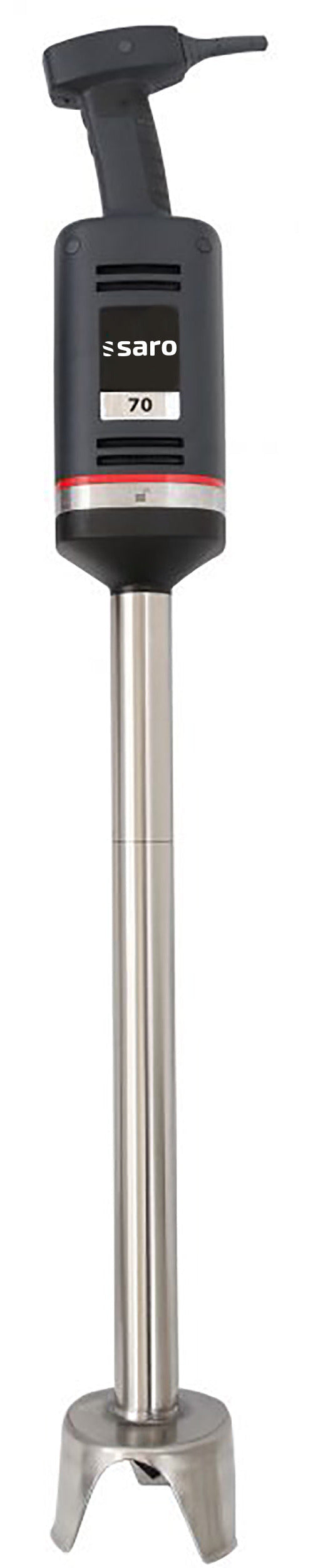 Saro Stabmixer XM-72 mit schwarzem Motorgehäuse, Display und silbernem Edelstahlschaft mit Mixfuß