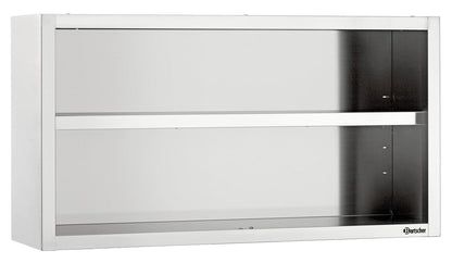 Bartscher Hängeschrank offen 400, weiß mit schwarzem Innenraum, drei Ebenen, 1200mm Breite