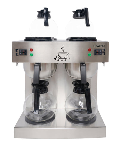 Saro ECO 48 Kaffeemaschine, Edelstahl, zwei Glaskannensysteme, Doppelbrühgruppe, Bedienelemente mit Anzeigen
