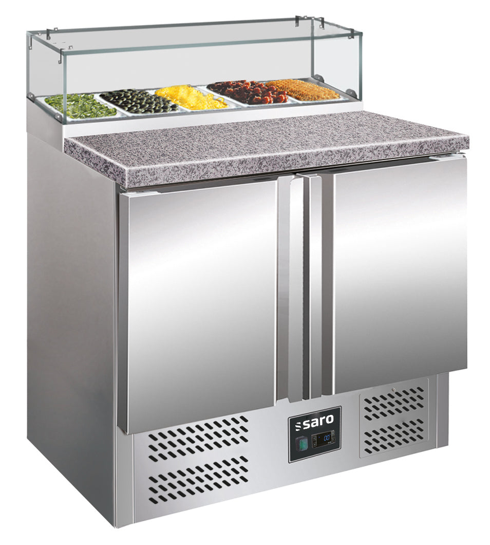 Pizzatisch, 2 Türen, Glasaufsatz,  Modell PS 200 G | Saro 323-1101