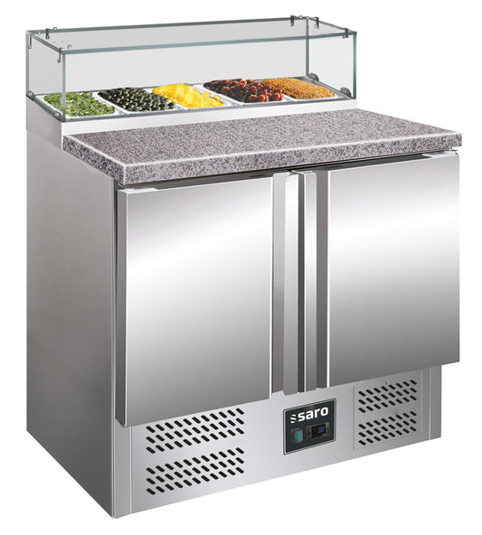 Pizzatisch, 2 Türen, Glasaufsatz,  Modell PS 200 G | Saro 323-1101