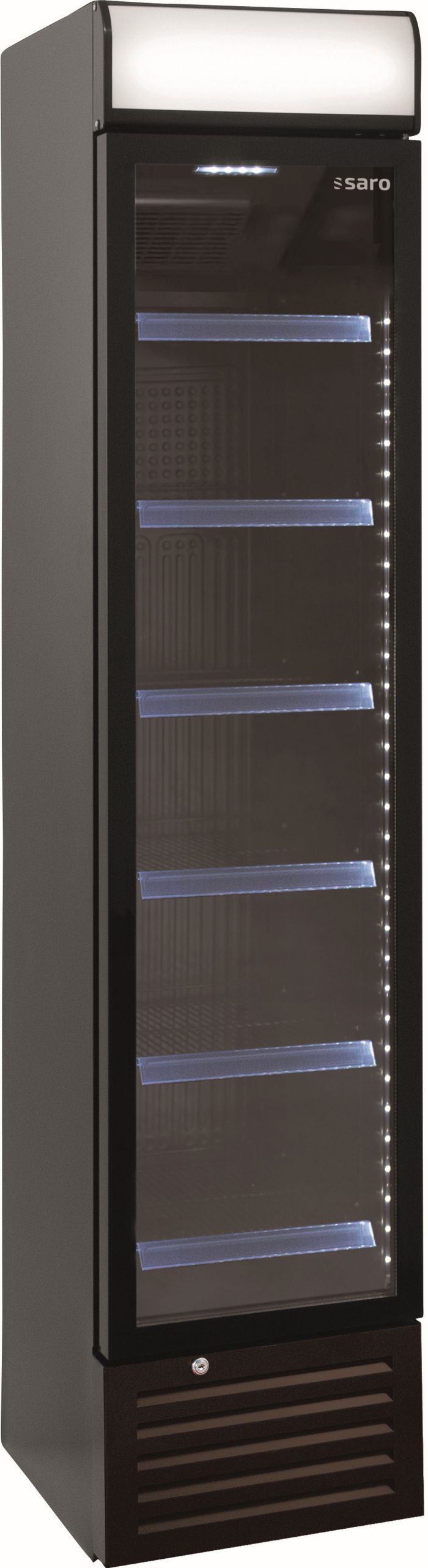 SARO Getränkekühlschrank mit Werbetafel - schmal, 
Modell DK 134 PRO