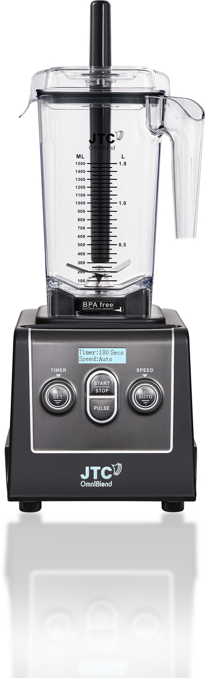 JTC OmniBlend Hochleistungsmixer TM900S schwarz mit transparentem Behälter und Bedienfeld