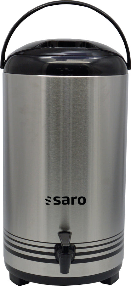 Saro Getränkespender ISOD 12 aus Edelstahl mit schwarzem Deckel und Zapfhahn