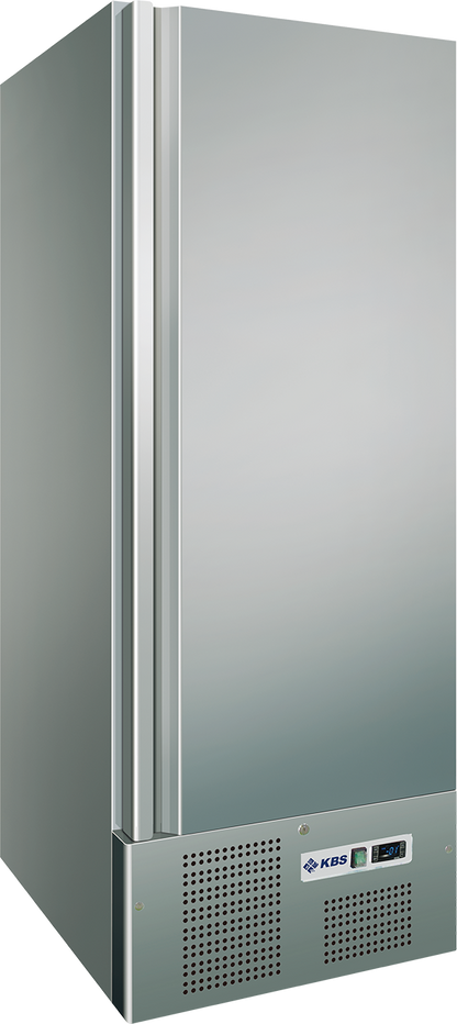 Edelstahlkühlschrank KU 650 von KBS mit glatter Frontfläche und Bedienfeld unten