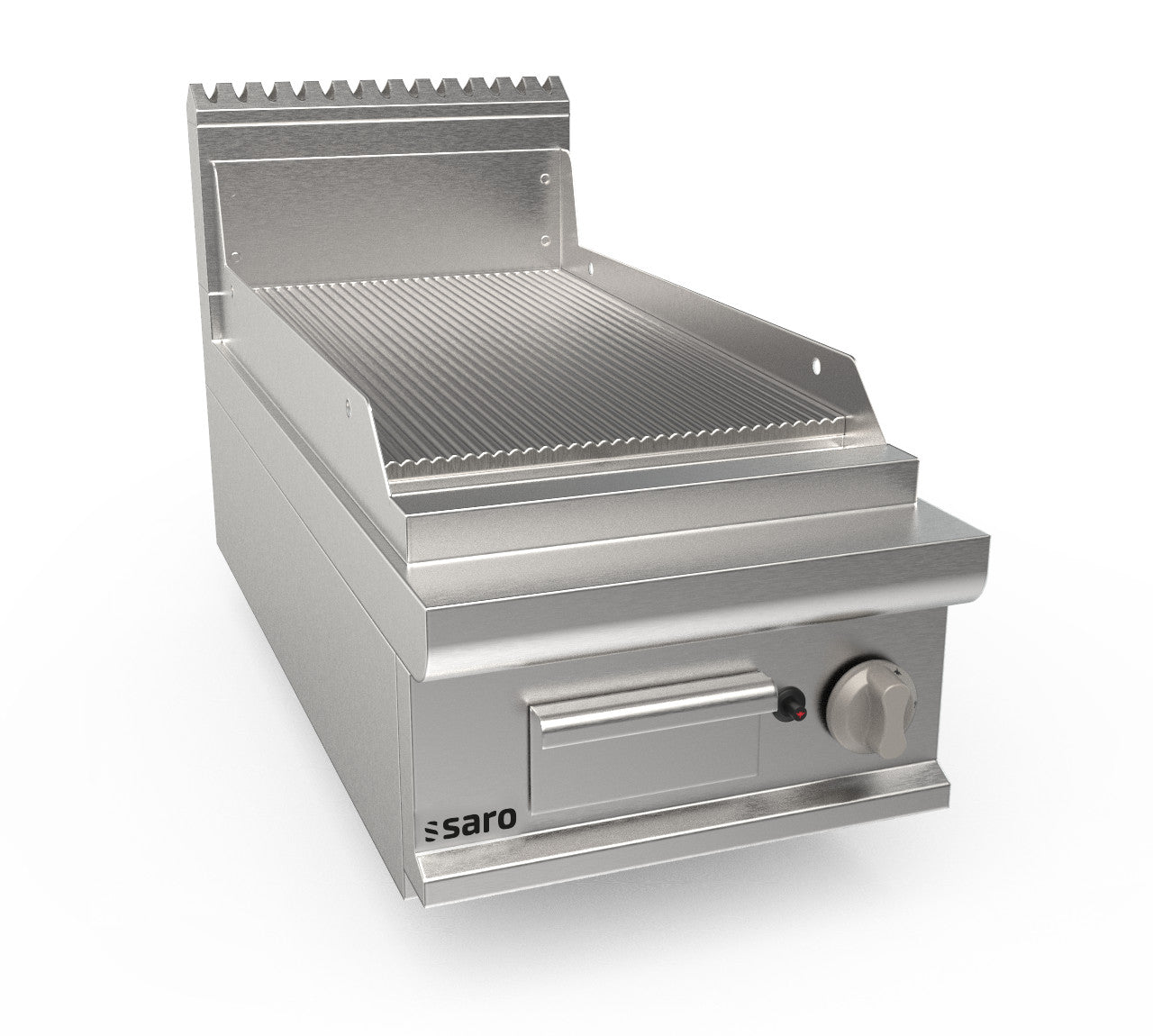Gasgriddleplatte 400 mm breit Tischgerät gerillt  Modell LQ / FTG2BBR | Saro 423-8605 | Saro