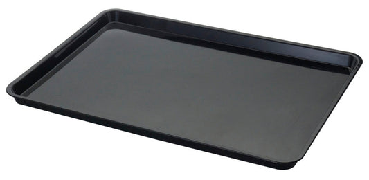 Schwarzes ABS-Tablett rechteckig 590x410mm mit erhöhtem Rand, Draufsicht