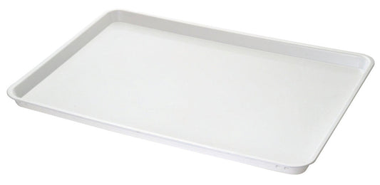Weißes ABS-Tablett 590 x 410 mm mit erhöhtem Rand, Draufsicht