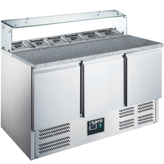 Pizzatisch, 3 Türen, Glasaufsatz,  Modell EPS 903 G | Saro 465-1065