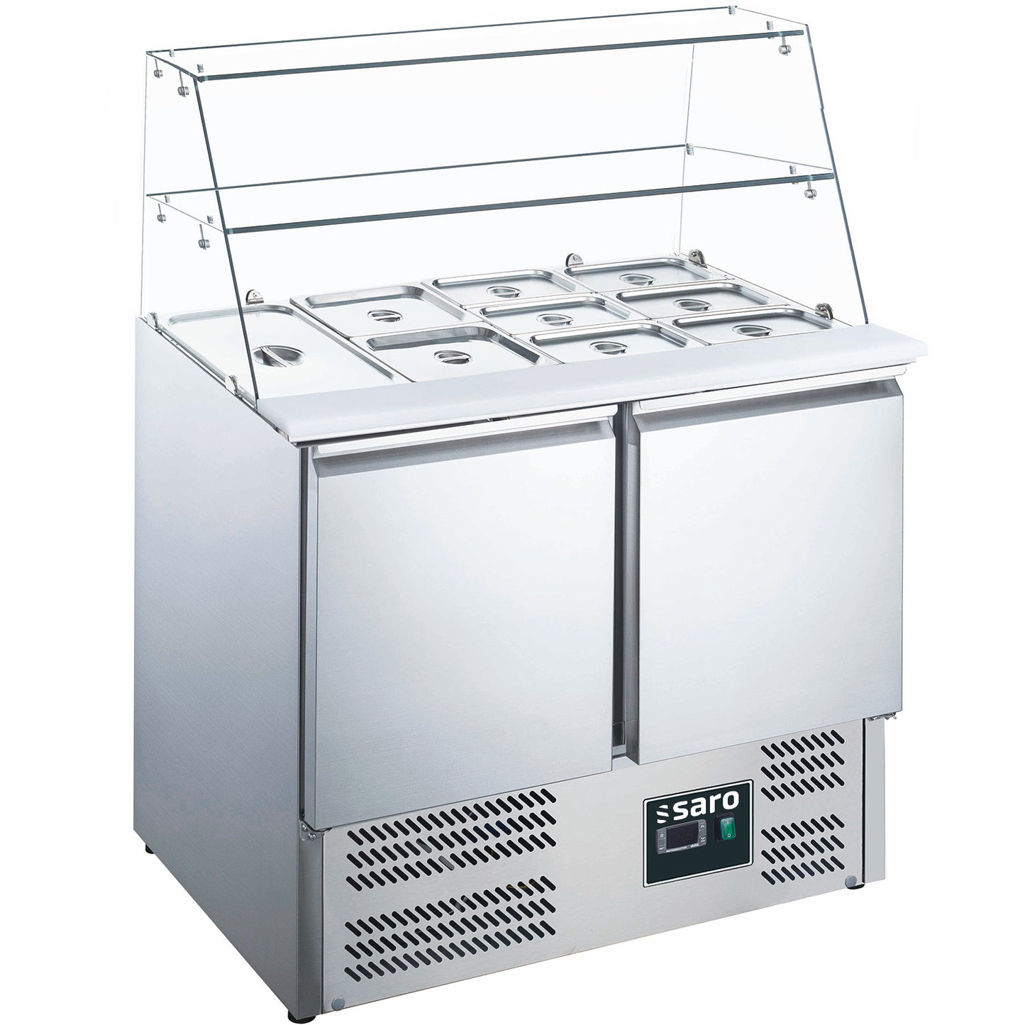 Saladette, 2 Türen, mit Glasaufsatz,  Modell ES 900 G | Saro 465-1085