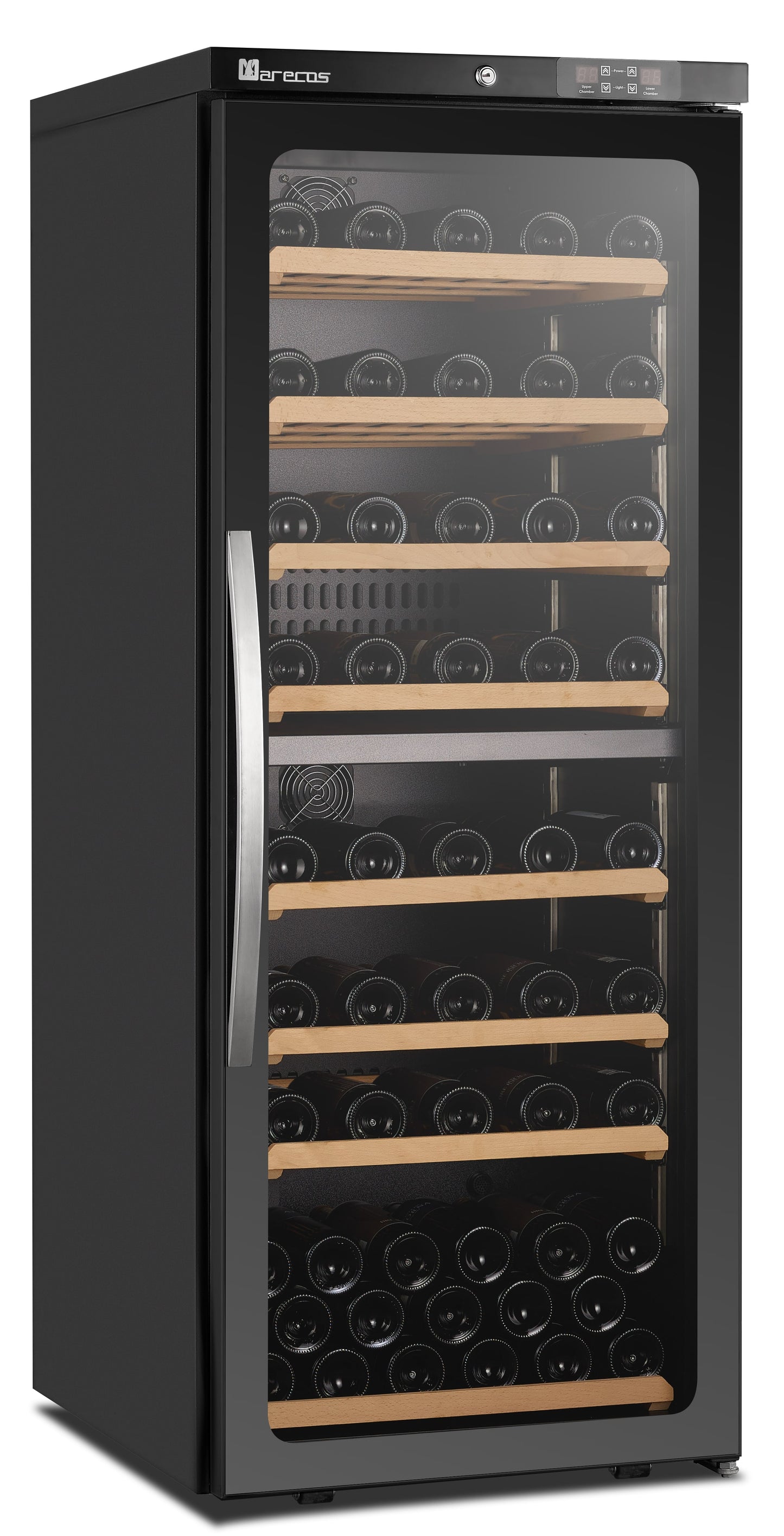 2-Zonen Weinkühlschrank mit Glastür,