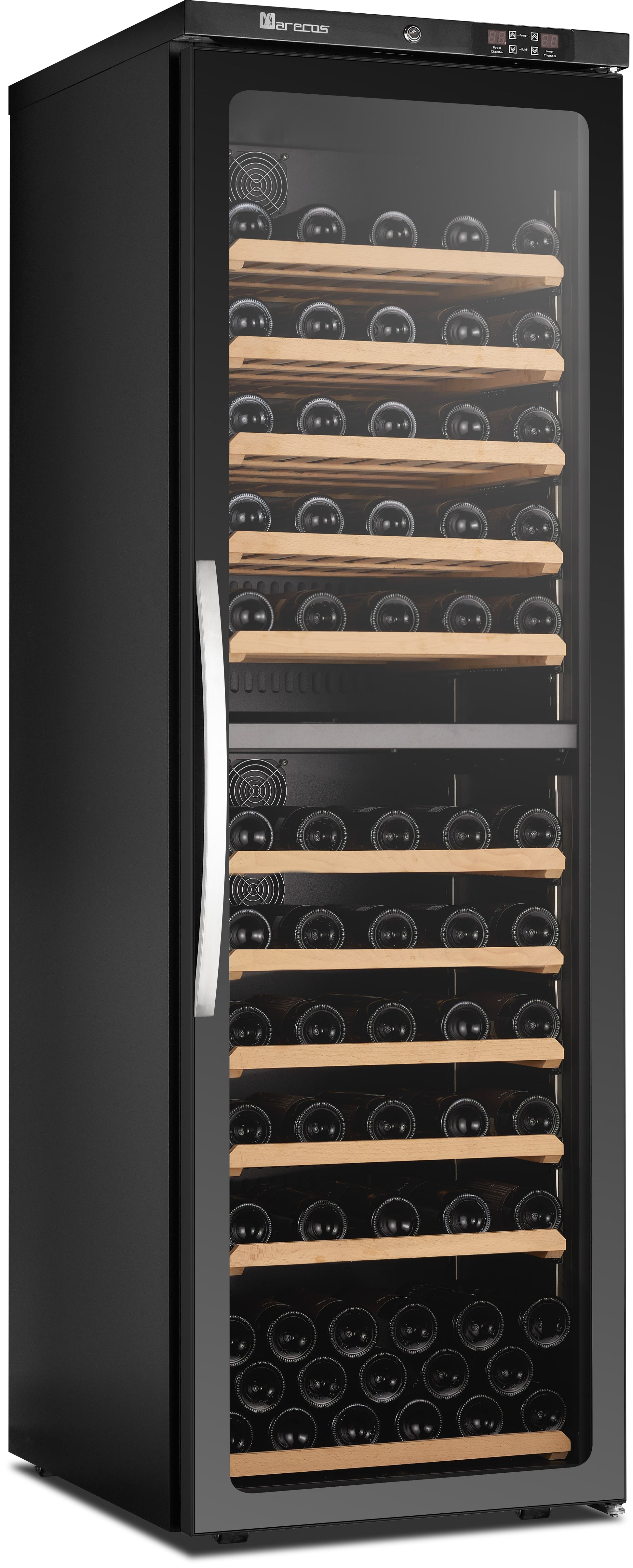 2-Zonen Weinkühlschrank mit Glastür,