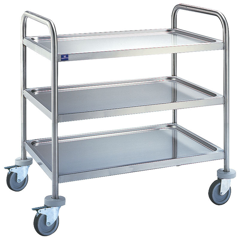Service-Wagen in Edelstahl mit 3 Ebenen 780x430 mm — Virtus 5014