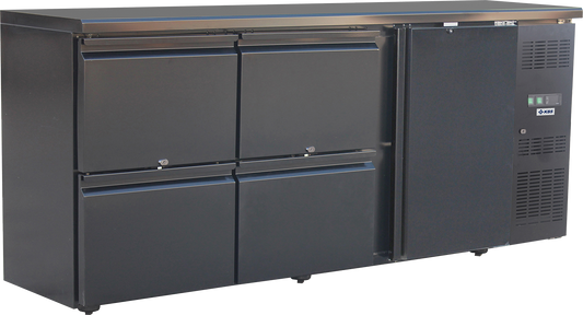 Backbar BB 204 mit vier Schubladen und einer Volltür von KBS Gastrotechnik