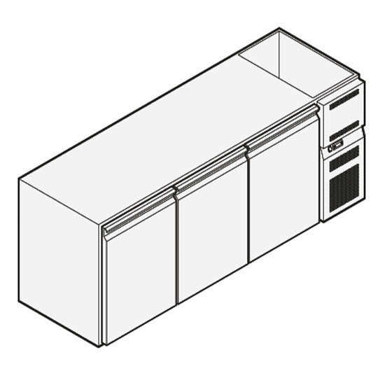 Getränkekühltheke mit 3 Türen mit Kühlwanne, 2090x590 mm, +2°/+10°C — Virtus 6TRVD00111