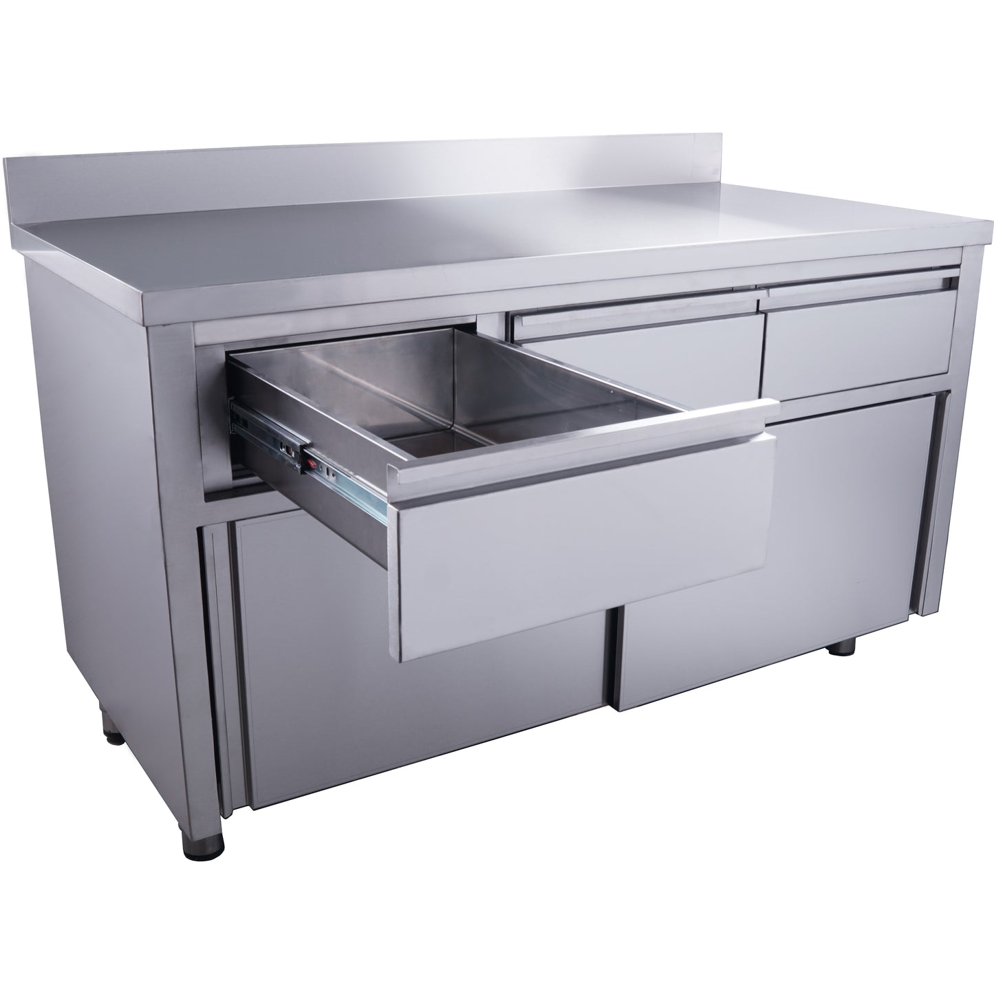 Schiebetürenschrank mit 3 Schubladen und Aufkantung, 1400X700mm | Saro 700-2310