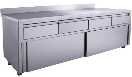 Schiebetürenschrank mit 4 SchubladenAufkantung, 2000X700mm | Saro 700-2325
