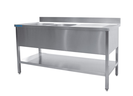 Spültisch 2 Becken, links - B 1800 x T 700 mm | Saro 700-2550L