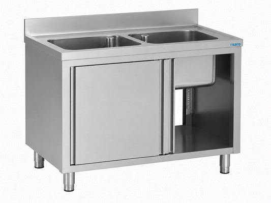 Spülschrank mit Schiebetüren 1200mm, 2 Becken mittig | Saro 700-2715 - Saro