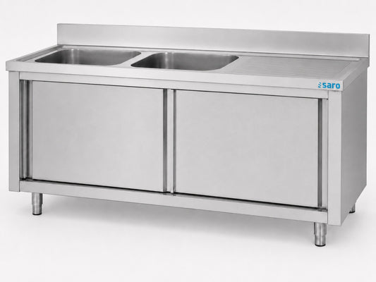 Spülschrank mit Schiebetüren 1600mm, 2 Becken links | Saro 700-2735 - Saro
