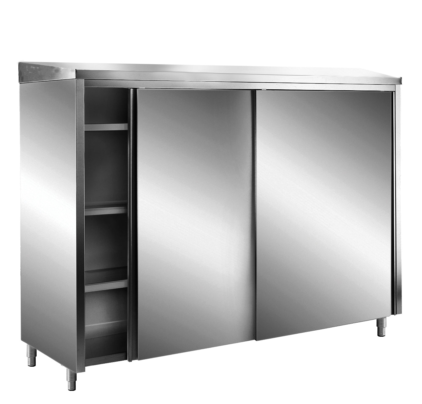 Edelstahl-Lagerschrank mit Schiebetüren AISI 430, Schrägdach, 1400x600 mm | Saro 700-8140 | Saro