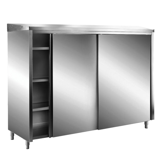 Edelstahl-Lagerschrank mit Schiebetüren AISI 430, Schrägdach, 1400x700 mm