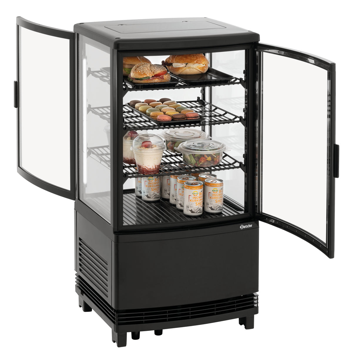 Mini-Kühlvitrine 64L2T schwarz | Bartscher 700358GV1