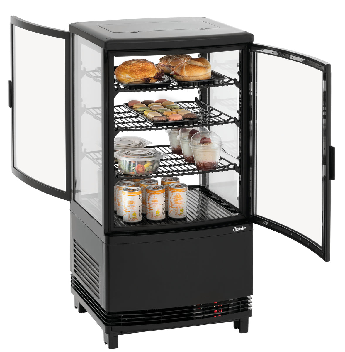 Mini-Kühlvitrine 64L2T schwarz | Bartscher 700358GV1 - Bartscher