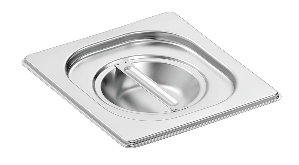 Edelstahl GN-Deckel mit Löffelaussparung für 1/6 Gastronormbehälter, Draufsicht