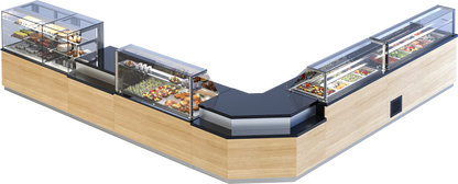 KBS Kühltheke Gastroline Premium mit ergonomischem Glasknopf zum Öffnen der Frontscheibe. Nahaufnahme zeigt einfache Bedienung und hochwertige Verarbeitung &ndash; ideal für den hygienischen Kundenkontakt.