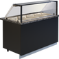 Warmhaltetheke Bain-Marie GASTROLINE PREMIUM von KBS mit stabiler Glasstruktur, geräumigem Beckenbereich für GN-Behälter &ndash; geeignet für Buffets und gastronomische Selbstbedienung.