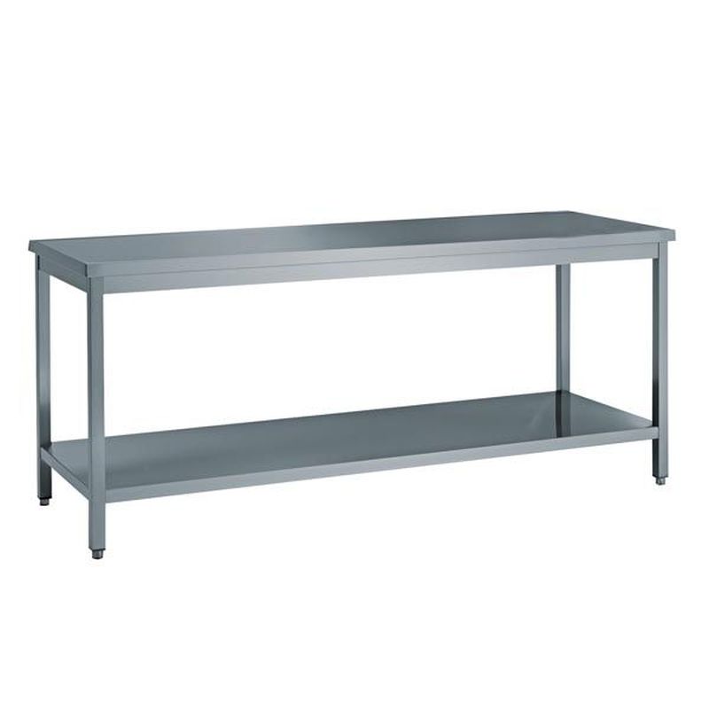KBS work table with large stainless steel surface and lower shelf. Hygienic, easy to clean and ideal as a preparation surface in commercial kitchens.