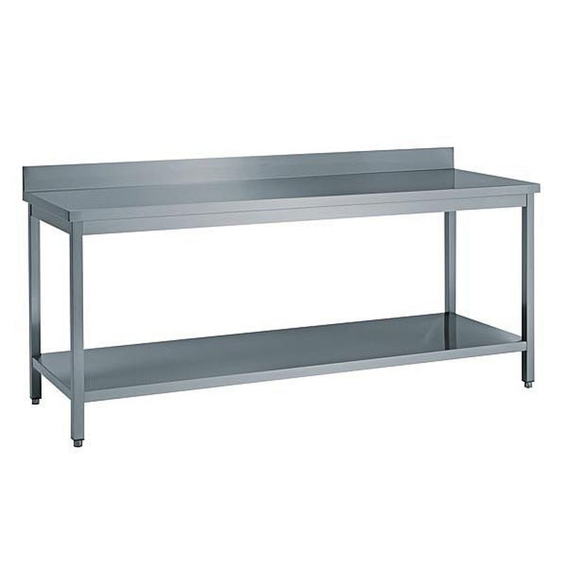 KBS work table with upstand, smooth surface and robust base frame. Designed for hygienic working environments in the kitchen.