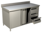 Arbeitsschrank mit Schiebetüren, Schubladen und Aufkantung B 200cm x T 70cm | KBS 90420103 - KBS Gastrotechnik