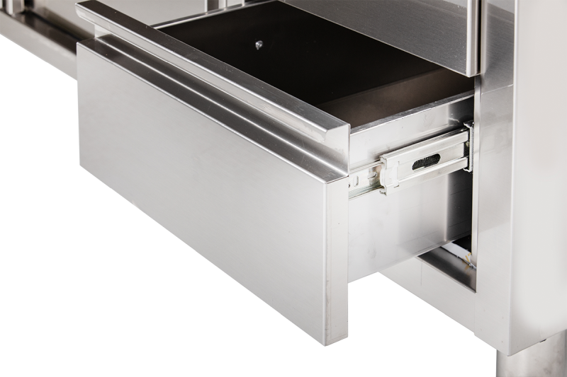 Arbeitsschrank mit Schiebetüren und Schubladenblock B 160cm x T 70cm | KBS 90420201 - KBS Gastrotechnik